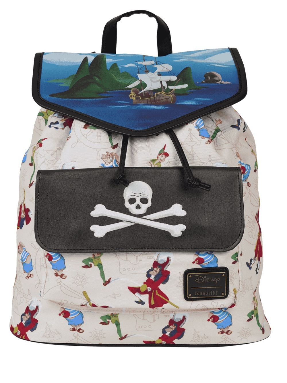 Loungefly Peter Pan Exclusive Captain Hook Pirate Ship Drawstring Full-Size Back